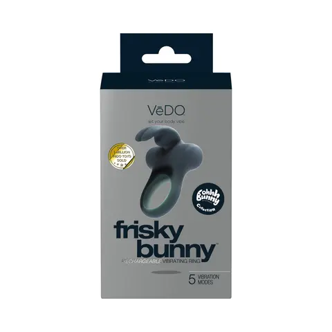 VeDO Frisky Bunny Rechargeable Vibrating Ring - Black Pearl