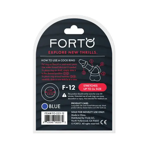 Forto F-12 Liquid Silicone Cockring 35mm in Blue