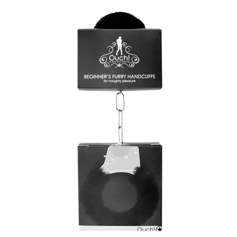 Ouch! Beginner's Furry Handcuffs With Quick-Release in Black