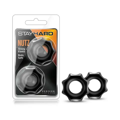 Stay Hard Nutz Cockring 2-Pack in Black