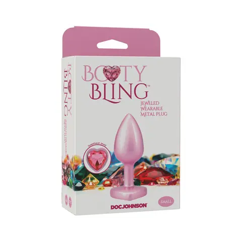 Booty Bling Heart Diamond Jeweled Metal Plug Pink Small