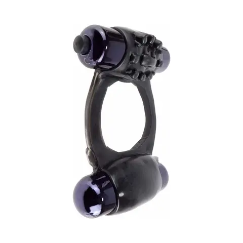 Fantasy C-Ringz Duo-Vibrating Super Ring With Dual Bullets in Black