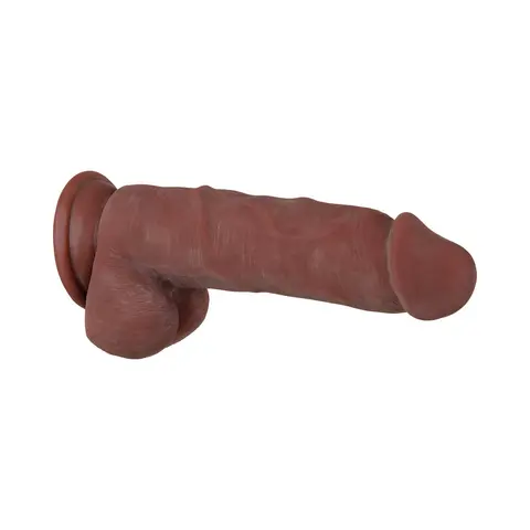 Evolved Real Supple Girthy Poseable 8.5 in. Realistic Dildo With Balls in Brown