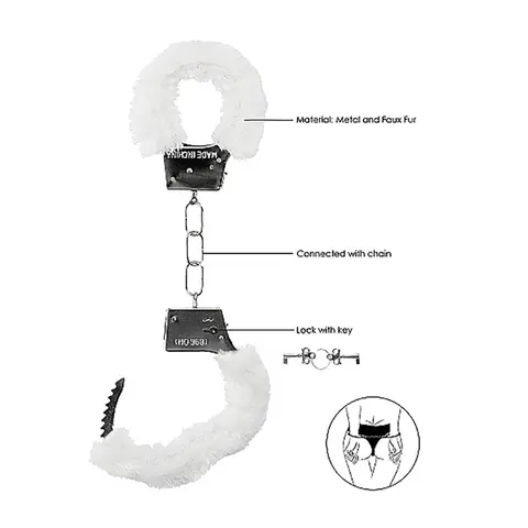 Ouch! Beginner's Furry Handcuffs With Quick-Release in White