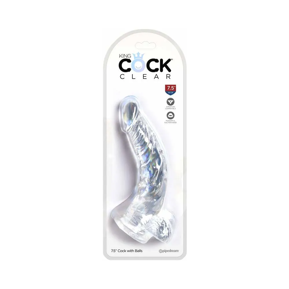 King Cock Clear 7.5 in. Cock With Balls Realistic Suction Cup Dildo