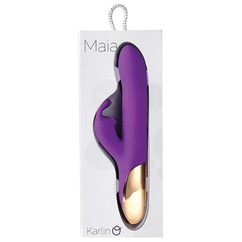 Maia Karlin Rechargeable Silicone Beaded Rabbit Purple 8.5 in.