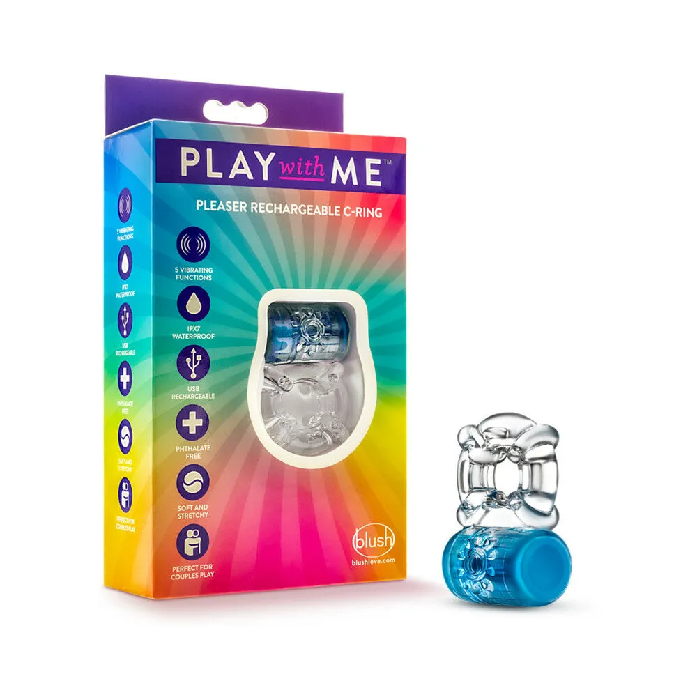Play with Me Pleaser Rechargeable Vibrating C-Ring in Blue