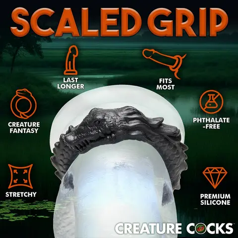 Creature Cocks Black Caiman Silicone Cock Ring