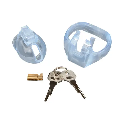 Blue Line Small Dick Acrylic Mini Chastity Cage