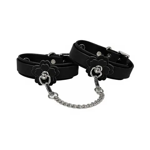 Heat Tease Flower Cuffs Black/Pink