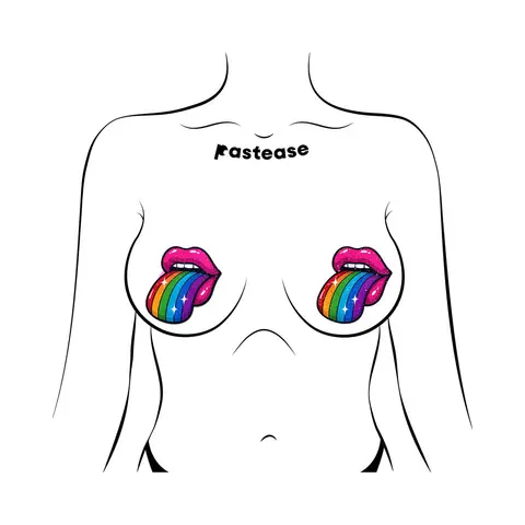 Pastease Taste the Rainbow Sparkling Tongue Out Breast Covers