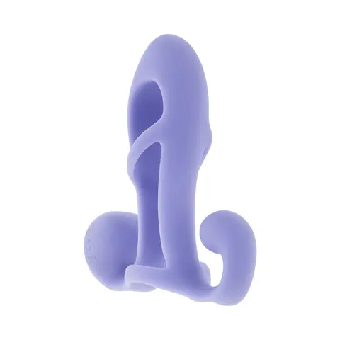 Playboy Fantasy Cage Rechargeable Vibrating Cock Cage Silicone Purple