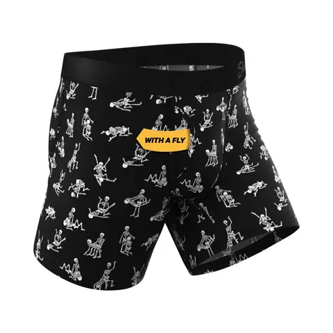 Shinesty The Bare Back Bones Glow-in-the-Dark Skeletons Ball Hammock Pouch Underwear with Fly M in Glow in the Dark