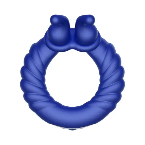 Forto F-24 Rechargeable Silicone Textured Vibrating Cockring in Blue