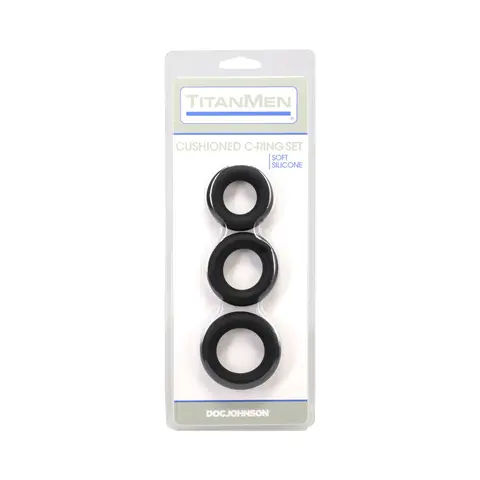TitanMen Cushioned C-Ring 3 Piece Silicone Set Black