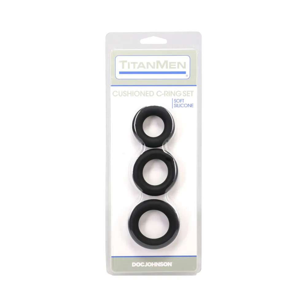 TitanMen Cushioned C-Ring 3 Piece Silicone Set Black