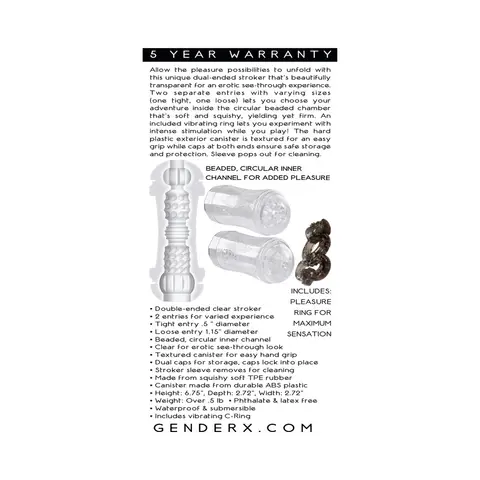 Gender X Double Fantasy Dual Entry Stroker Clear