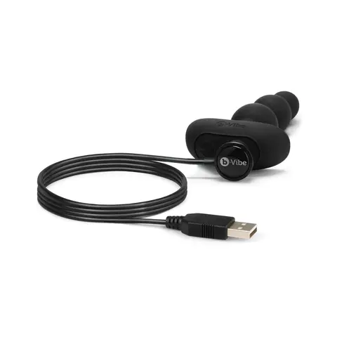 b-Vibe Triplet Rechargeable Remote-Controlled Vibrating Anal Beads Plug Black