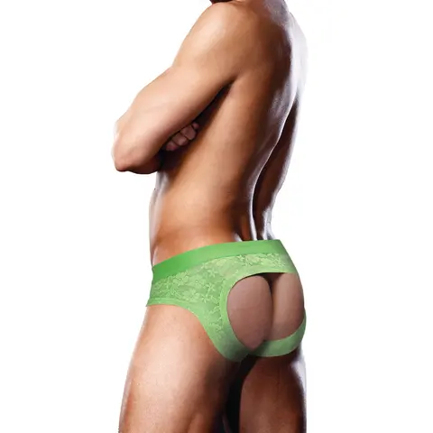 Prowler Lace Open Back Brief Neon Green S