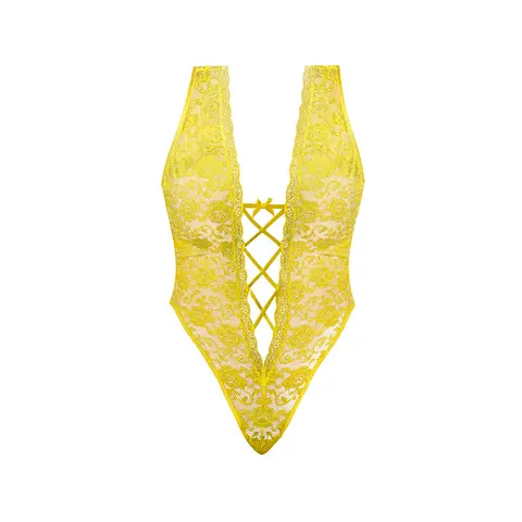 Magic Silk Daffodil Dreams Teddy with Snap Crotch Yellow Queen Size