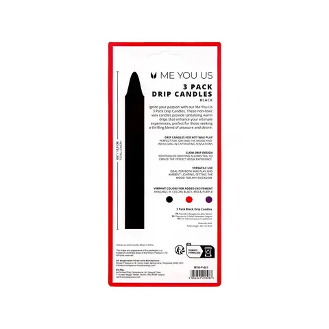 Me You Us Drip Candles 3 Pack in Black