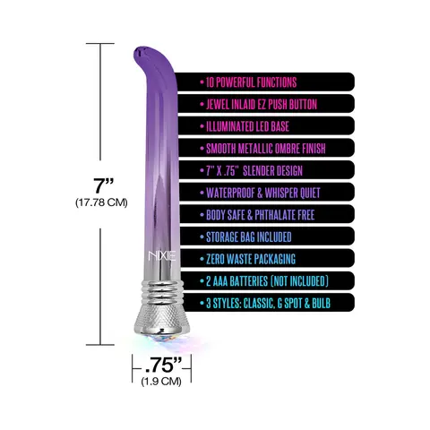 Nixie Waterproof 10-Function G-Spot Vibe - Purple Ombre Glow