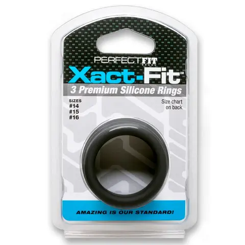 Curve Toys Perfect Fit Xact-Fit 3-Piece Premium Silicone Rings (#14, #15, #16) Black