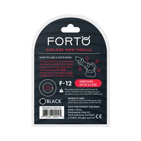 Forto F-12 Liquid Silicone Cockring 35mm in Black