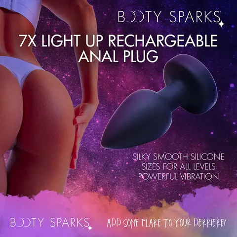 Booty Sparks Rechargeable Light Up Vibrating Anal Plug with Remote Control Medium