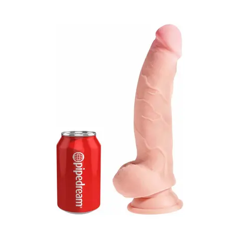 King Cock Plus 8 in. Triple Density Cock With Balls Realistic Suction Cup Dildo Beige