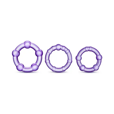 Stay Hard Beaded Cockrings 3-Piece Set in Purple