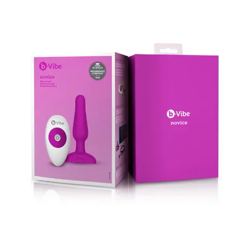 b-Vibe Novice Rechargeable Remote-Controlled Vibrating Silicone Anal Plug in Fuchsia