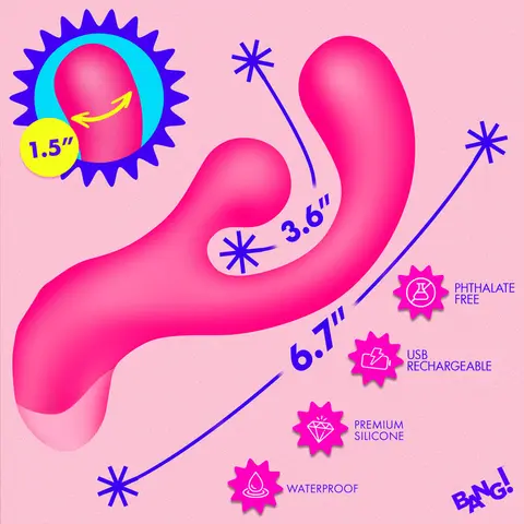 BANG! Gyro Rabbit Silicone Vibrator in Pink