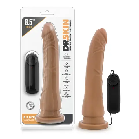 Dr. Skin 8.5 in. Vibrating Realistic Cock with Suction Cup in Tan