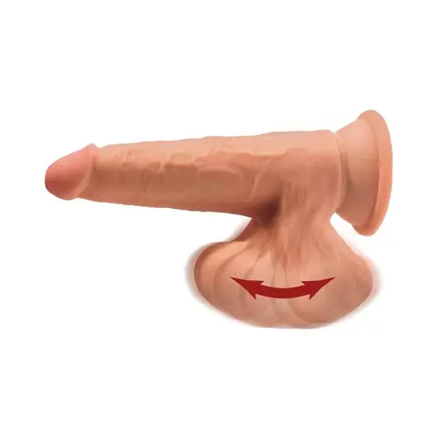 King Cock Plus 7 in. Triple-Density Cock With Swinging Balls Dildo in Tan