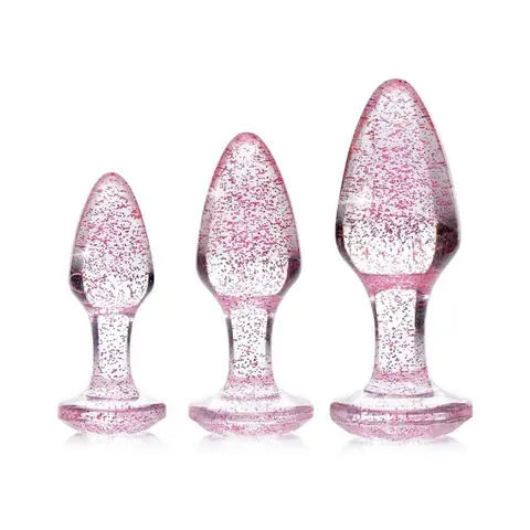 Adam & Eve Glitter Gem Butt Plug Set in Pink
