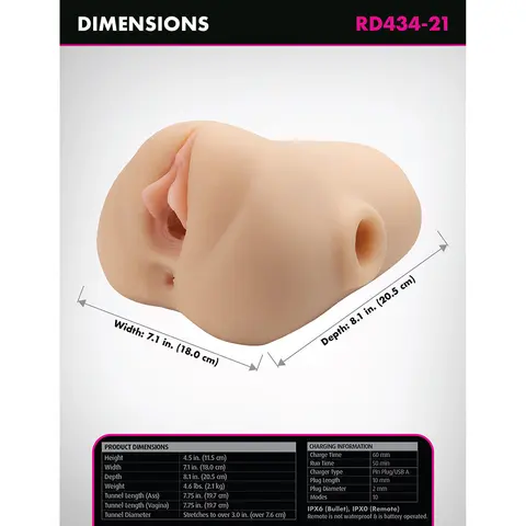 PDX Plus Double Pounder Vibrating Squeeze Stroker in Light