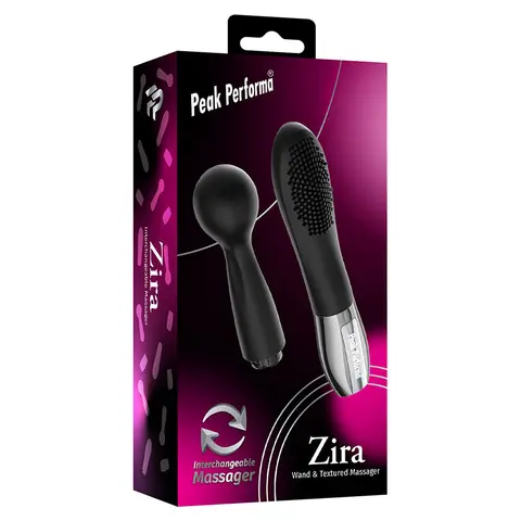 Peak Performa Zira Wand & Textured Interchangeable Massager in Black