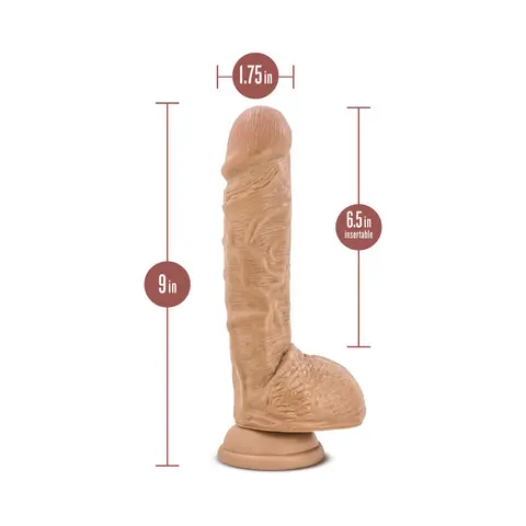 Au Naturel Big Billy 9 in. Posable Dual Density Dildo with Balls in Tan