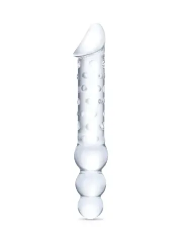 12” double-ended glass dildo with anal beads