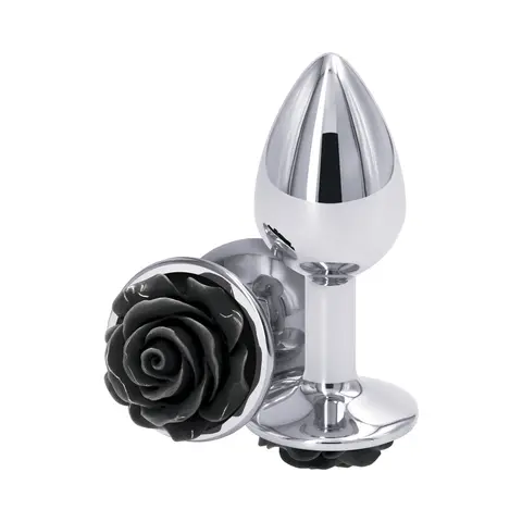 Rear Assets Rose Anal Plug Small in Black