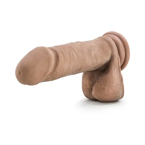 Au Naturel 8 in. Posable Dual Density Dildo with Balls Tan