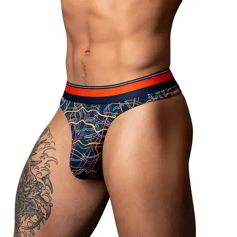 Male Power Soo Cumfy Thong Navy/Orange S/M