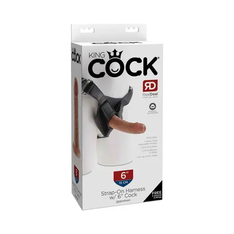 King Cock Strap-On Harness With 6 in. Cock in Tan