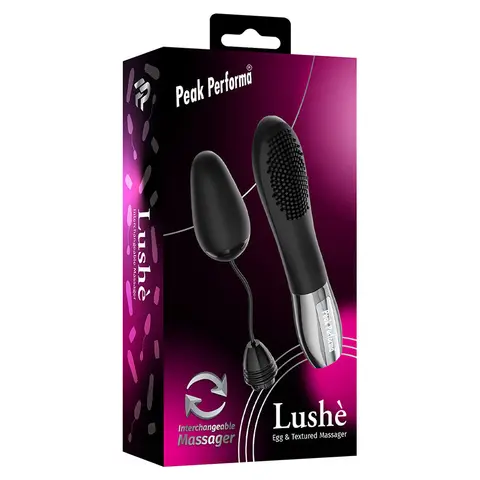 Peak Performa Lushe Egg & Textured Interchangeable Massager in Black