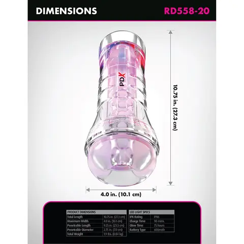 PDX Elite ViewTube XXL See Thru EZ-Grip LED Stroker Clear