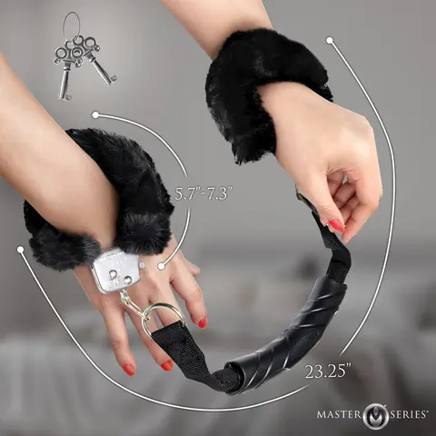 Master Series Furry Handcuffs with Handle