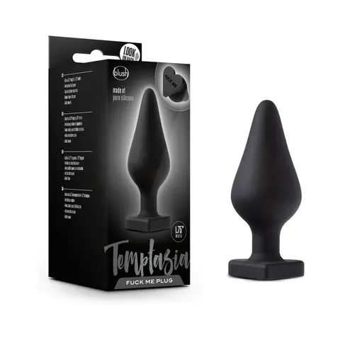 Temptasia 'Fuck Me' Silicone Anal Plug with Heart-Shaped Base Black