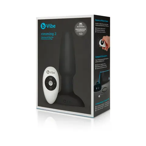 b-Vibe Rimming 2 Rotating and Vibrating Remote Control Plug in Black