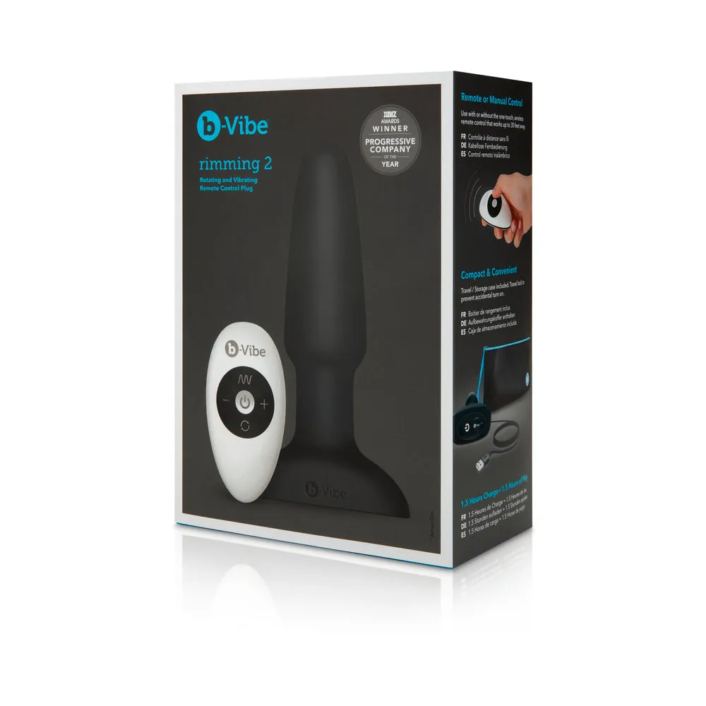 b-Vibe Rimming 2 Rotating and Vibrating Remote Control Plug in Black